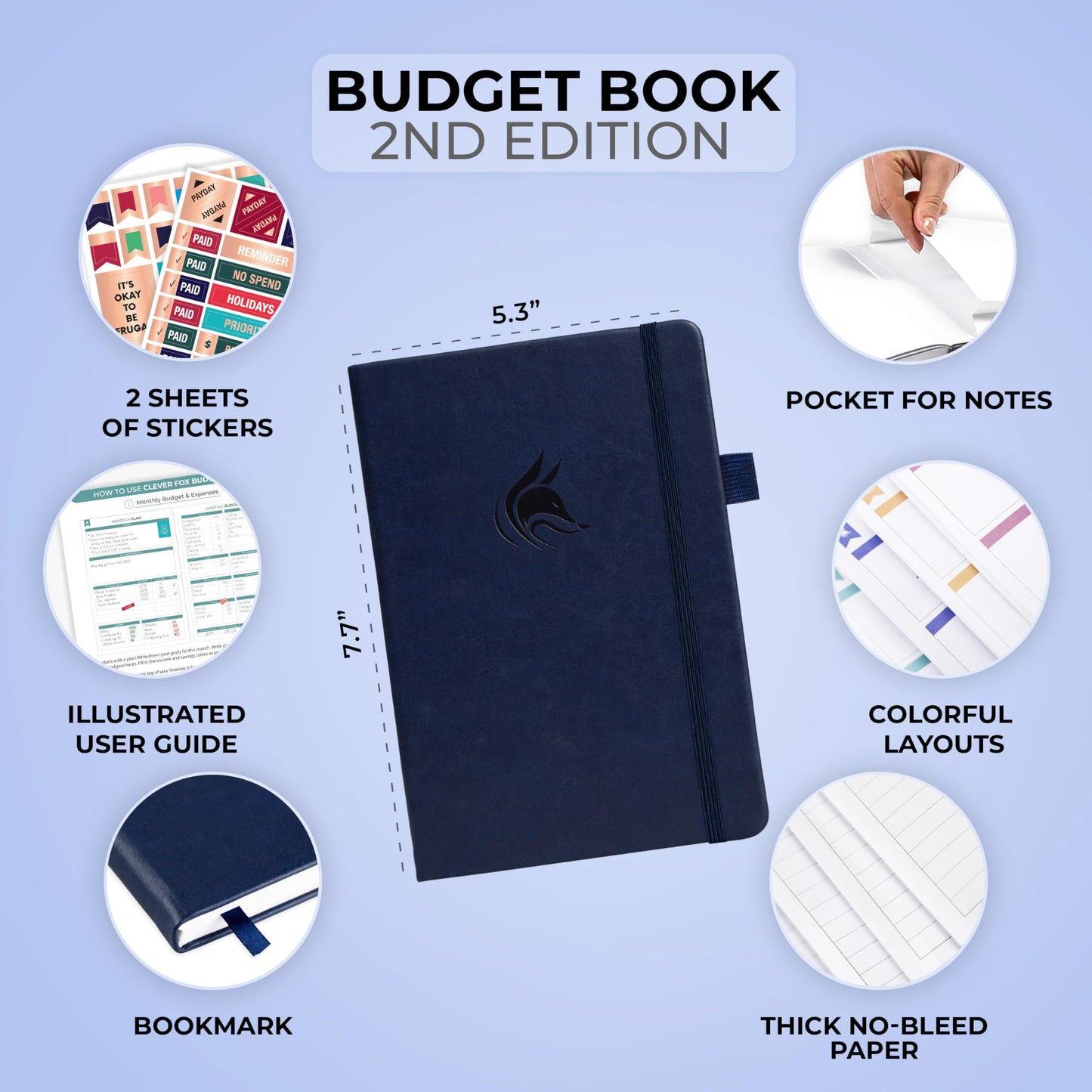 Clever Fox Budget Book 2.0 – Simple Budgeting Planner for Beginners – Financial Notebook with Money Spending, Debt & Bill Tracker (Dark Blue)