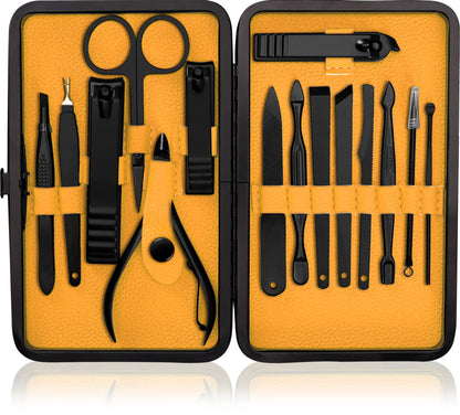 Utopia Care Nail Clippers Professional Nail Kit or Manicure Kit for Women and Men, Stocking Stuffers or Groomsmen Gifts 16Pcs Pedicure Set for Fingernail, Toenail Clippers with Travel Case