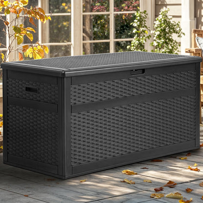 YITAHOME 230 Gallon Double-Wall Deck Box with Divider & Side Handles, Outdoor Large Storage for Patio Furniture Cushions, Garden Pool Accessories, Water Resistant & Lockable
