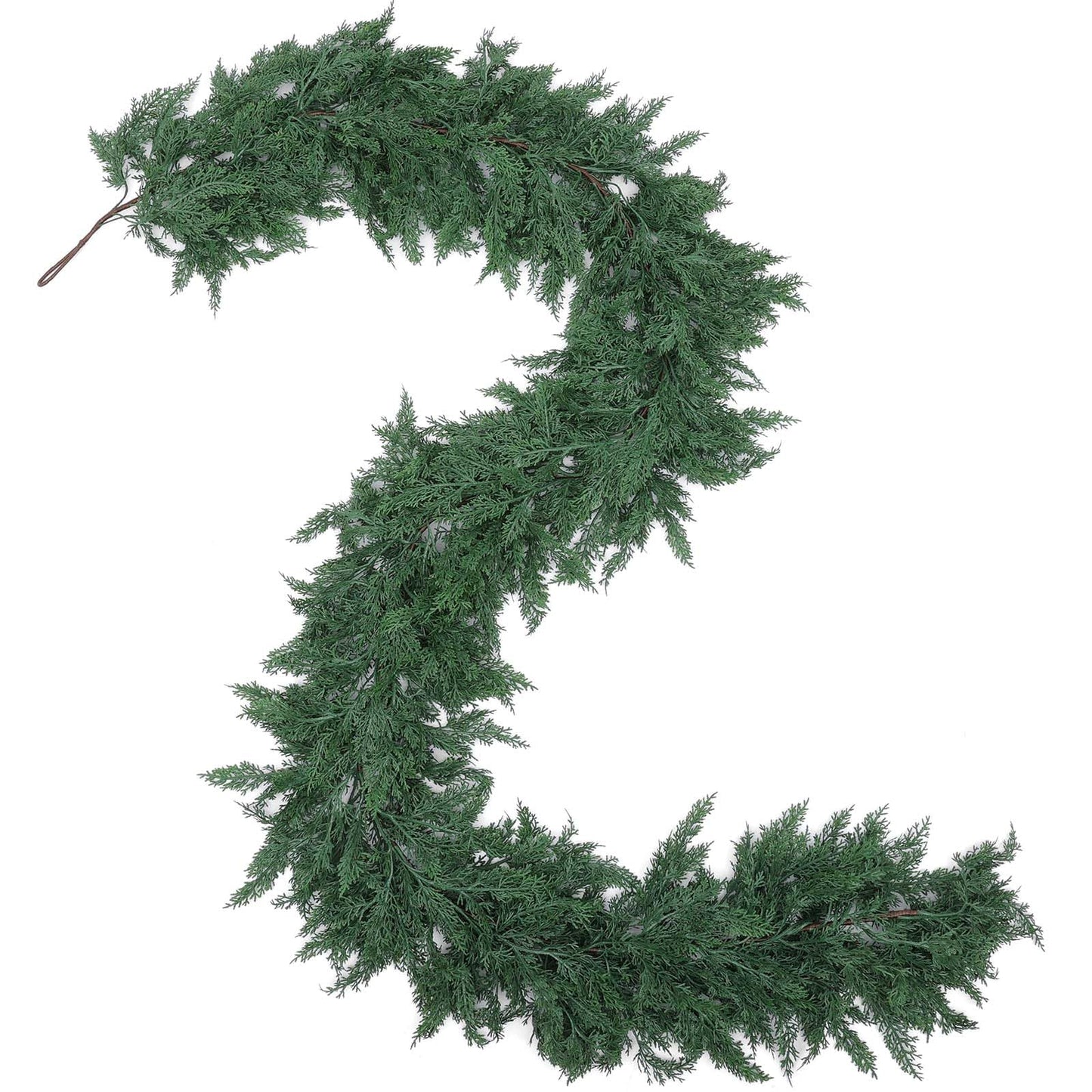 Hananona 9 FT Artificial Cedar Garlands, 1 Pcs Real Touch Winter Cedar Pine Garland, Green Artificial Greenery Garland for Table, Mantle, Wall, Indoor, Outdoor Christmas Decorations (1, Green, 9FT)