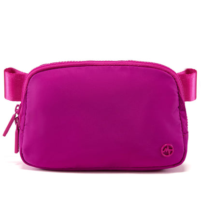 Pander Two Way Zipper Fanny Pack Nylon Everywhere Belt Bag for Women, Water Repellent Waist Packs, Crossbody Bags with Adjustable Strap (Black).