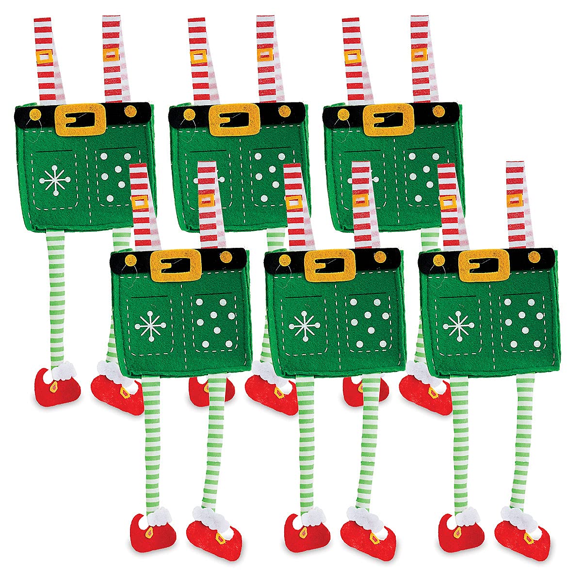 Current Elf Pants Small Christmas Treat Bags, Set of 6, 4" Tall Gift Bags for Children, Holiday Parties, Teachers, and Decorations