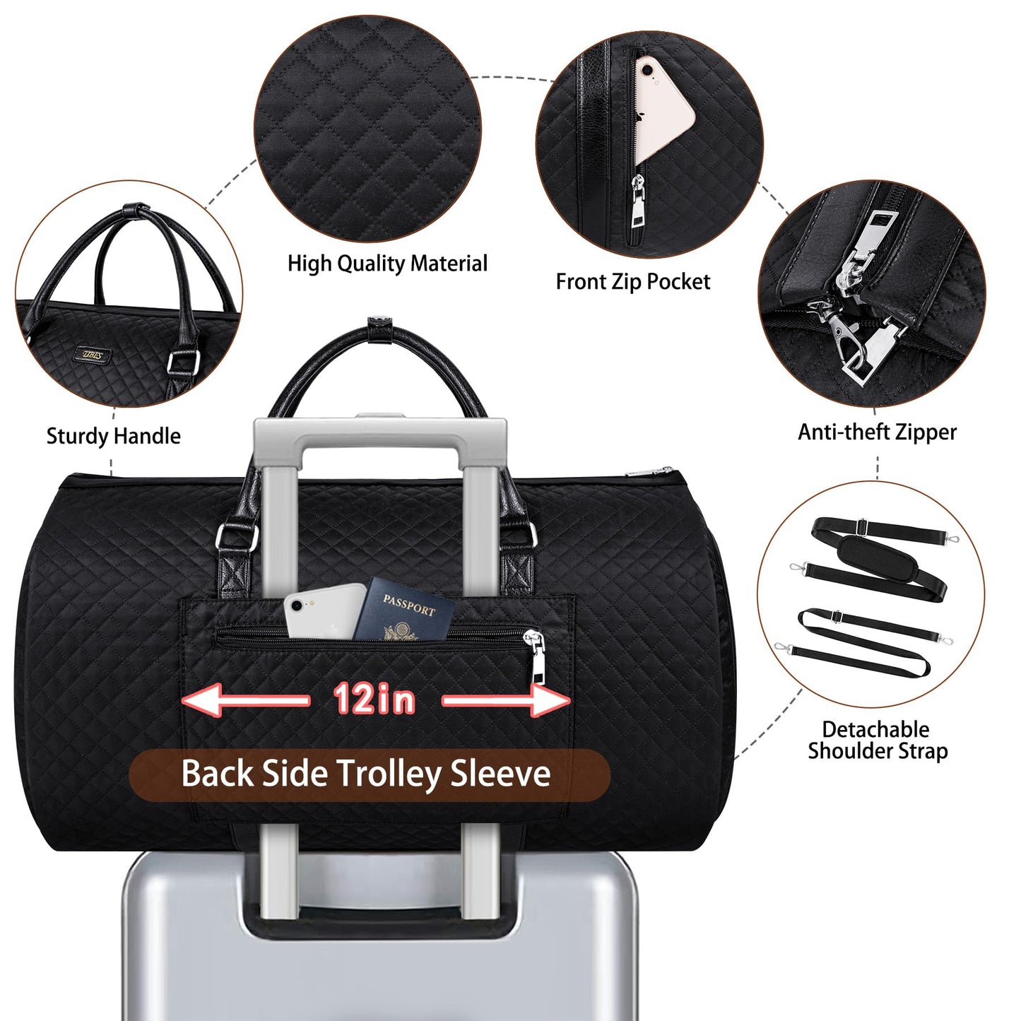 Convertible 2-in-1 Garment Bags for Travel, Carry On Garment Duffle Bag With Shoe Compartment Large Weekender Bag for Women Men Hanging Suitcase Suit Travel Duffel Overnight Bags 4pcs Set