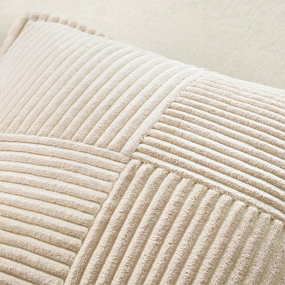 MIULEE Decorative Throw Pillow Covers for Couch Bed Livingroom 18x18 Inch Set of 2 Beige Boho Accent Throw Pllows Broadside Striped Patchwork Soft Corduroy Pillowcases