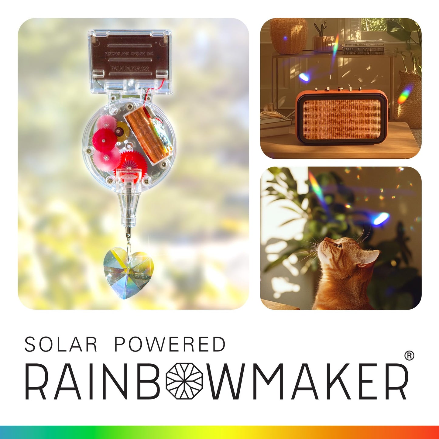 Kikkerland Solar Powered Rainbow Maker – Prism Suncatcher, Fun Home Window Decor – Unique Gift for Christmas & Birthdays – Heart Shaped