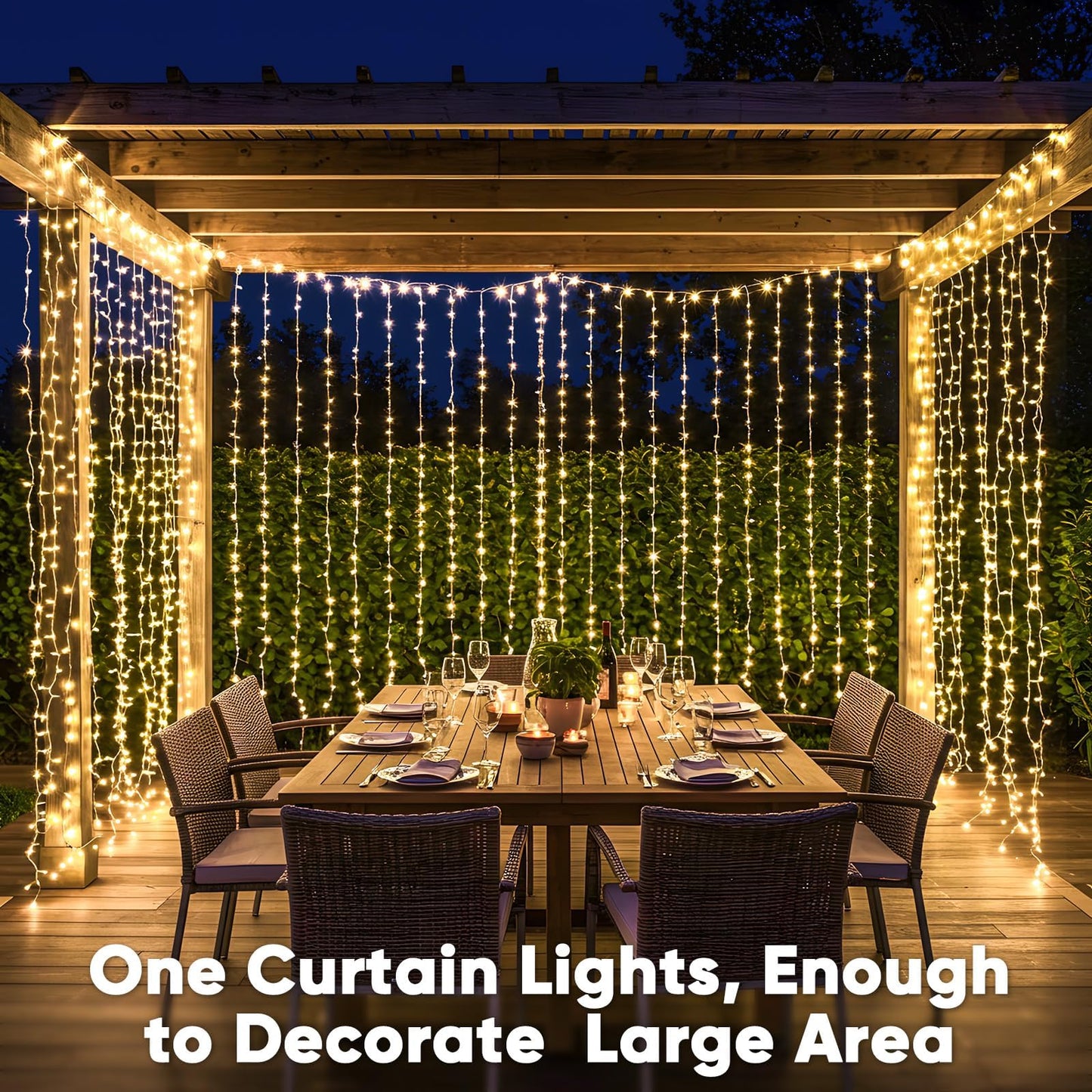 suddus 900 LED Christmas String Lights Outdoor, 9.8x29.5ft Curtain Lights Plug in with Remote,Wall Hanging Lights for Christmas,Dorm,Wall,Window,Wedding,Party,Birthday Decor,Warm White