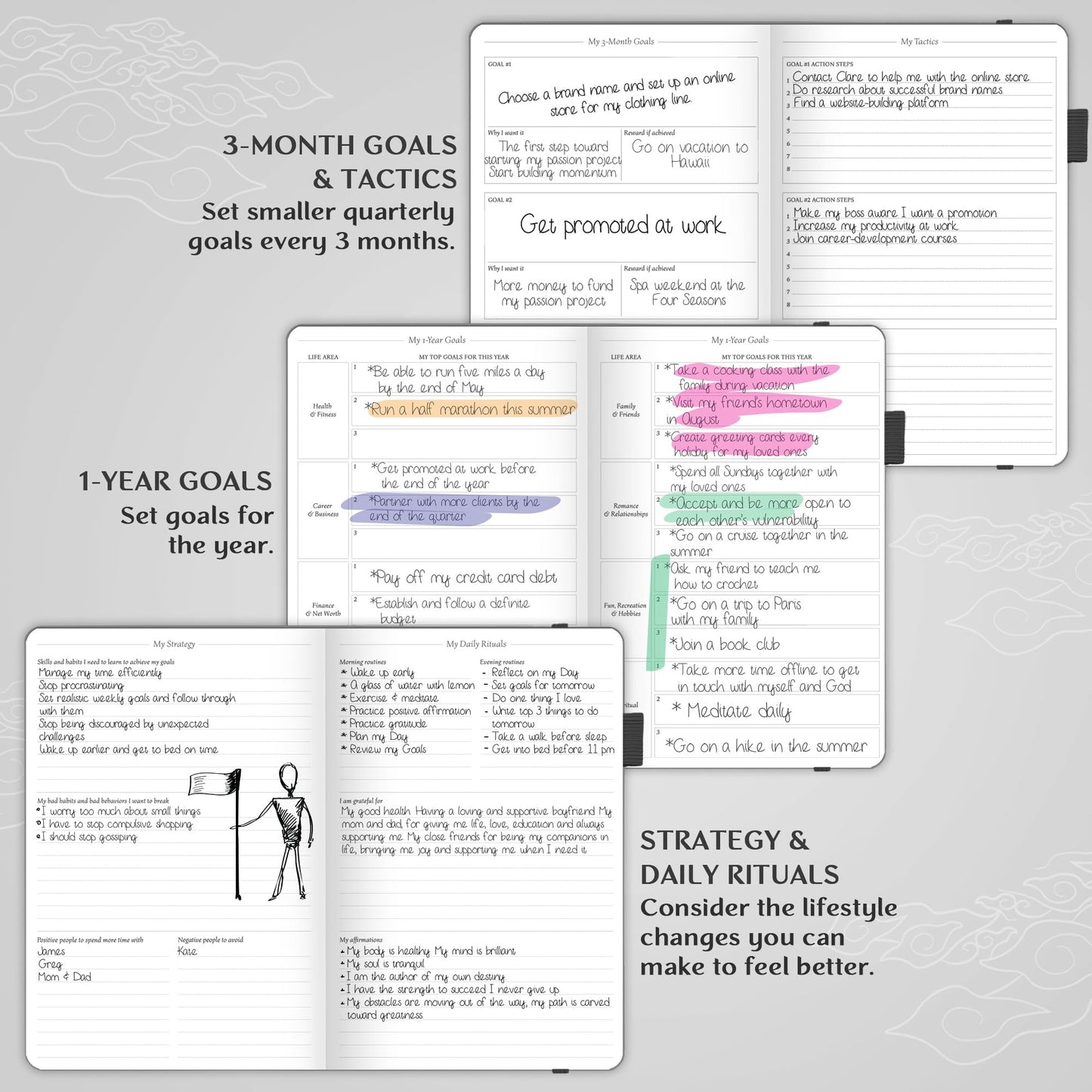 Legend Planner – Undated Weekly & Monthly Life Planner to Hit Your Goals & Live Happier, Organizer Notebook & Productivity Journal, A5 (Mystic Gray, Gold)