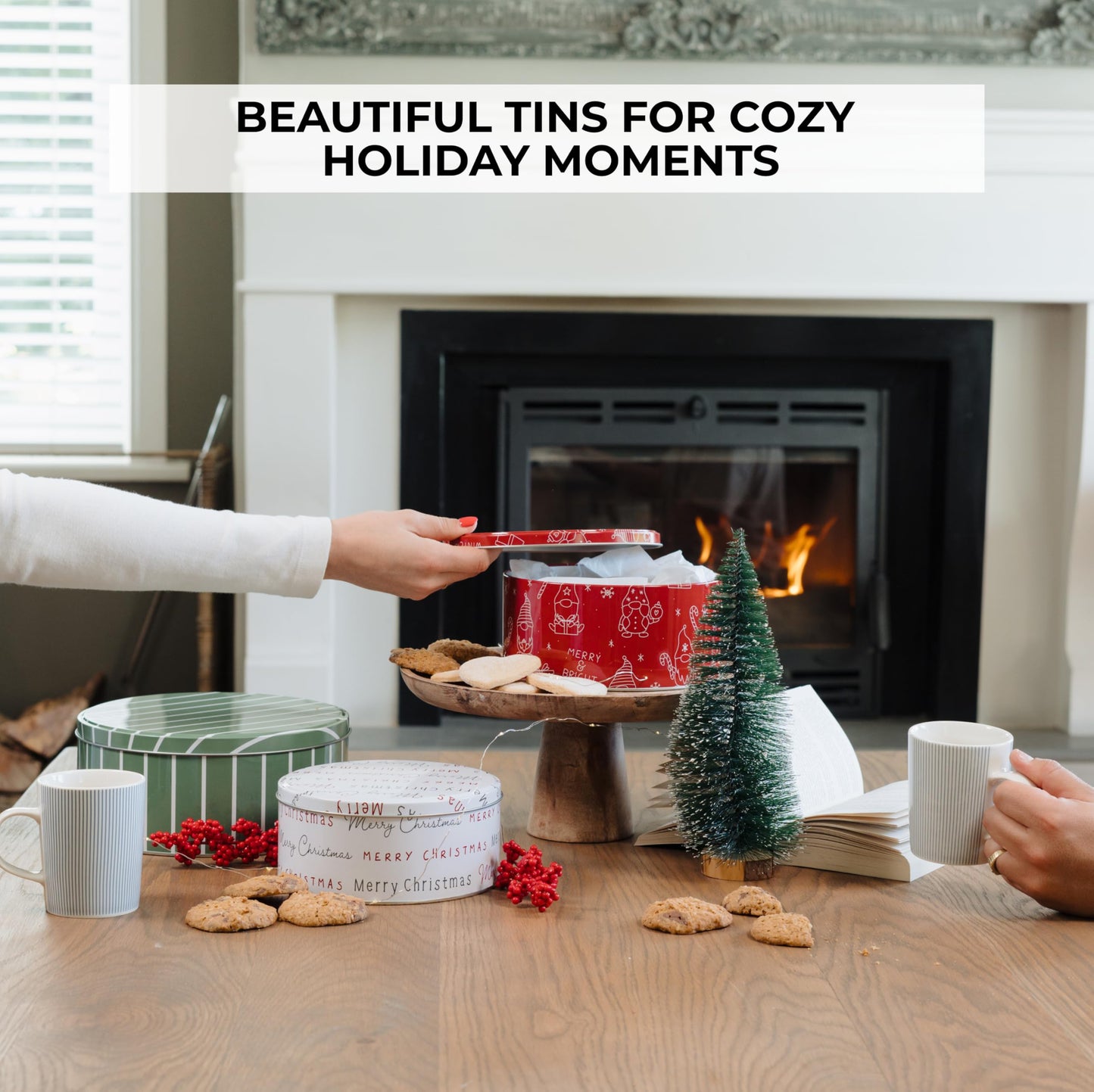 Beautiful Christmas Cookie Tins Set Of 3 - Cute Containers Are Perfect To Share Delicious Homemade Cookies, Candy Or Cupcakes With Friends & Family - Sturdy Boxes With Lids For Holiday Gift Giving