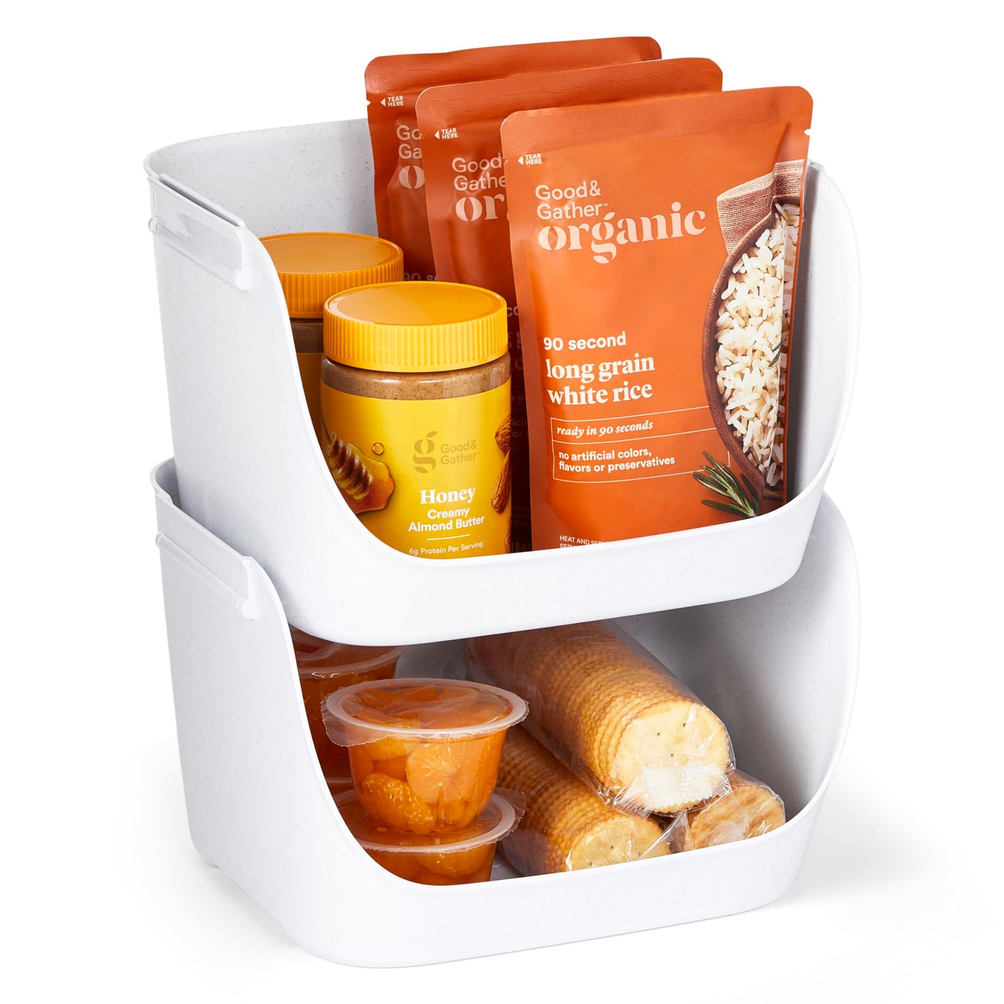 YouCopia ShelfBin Packet Organizer, 4-Tier Stairstep Raised Divided Bin, BPA-Free Storage Caddy for Kitchen Pantry and Cabinet Organization, Tea Bags, Medicine, and More