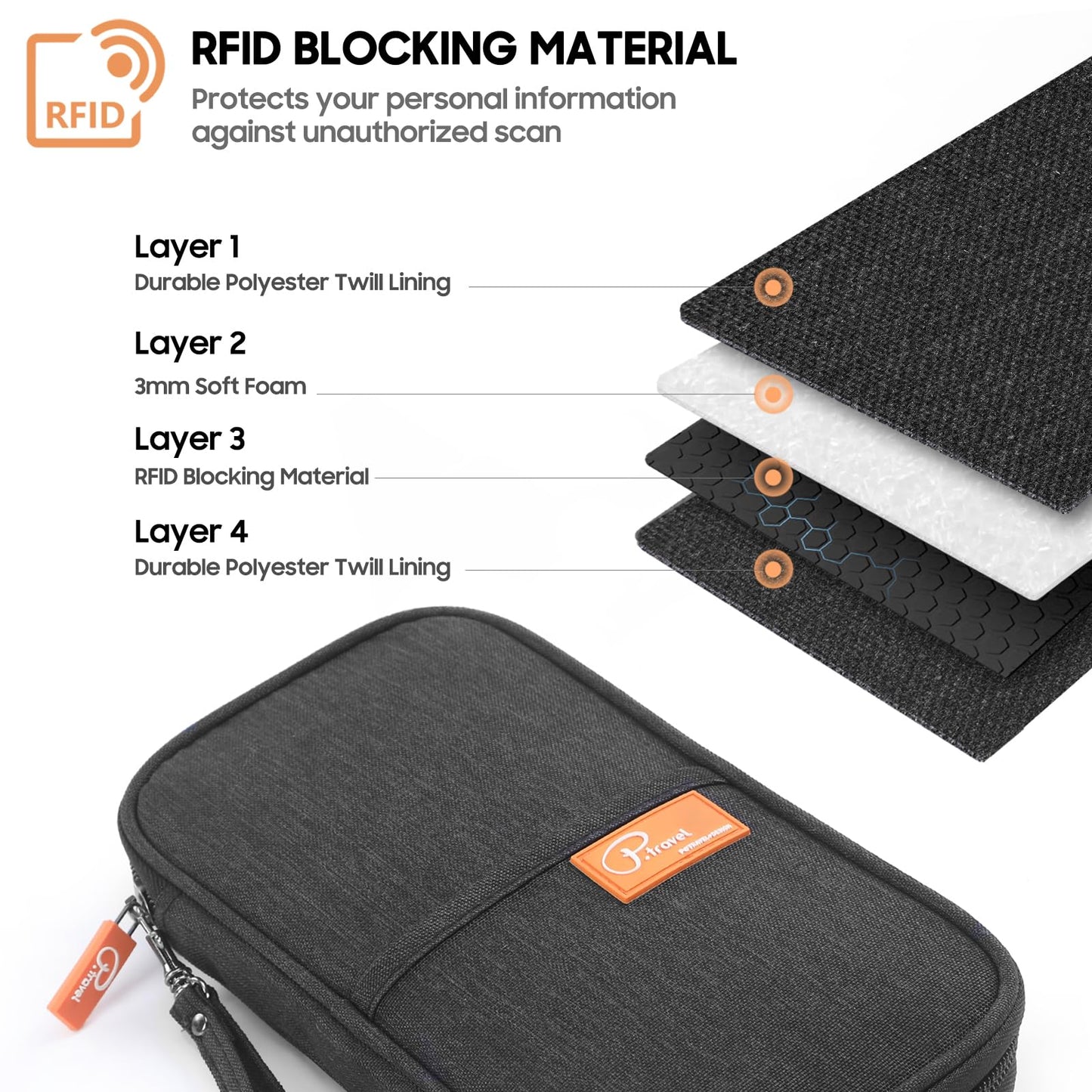 Family Passport Holder Organizer, RFID Blocking Travel Document Case, Lightweight Large Passport Cover Case Waterproof Bag Document Organizer for Women & Men