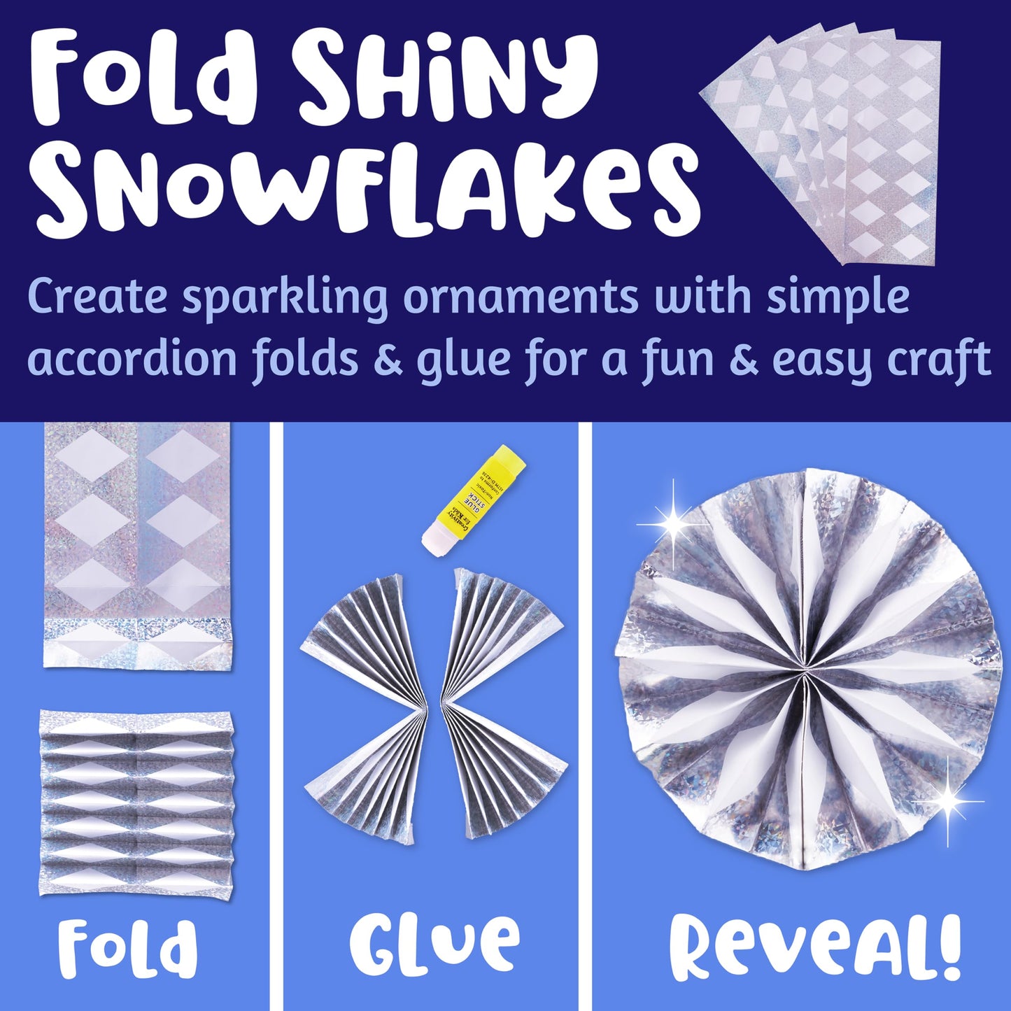 Creativity for Kids Make Your Own Snowflake Ornaments Kit | Fold & Decorate 8 Paper and Foil Snowflakes | DIY Christmas Ornament Craft for Kids to Inspire Creativity & Festive Fun (Ages 6+)