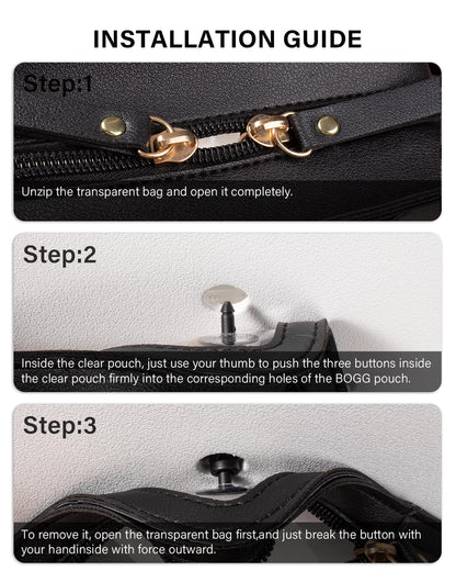 LETGO Clear Insert Bag for Bogg Bag Accessories - 2 Packs Leather Zipper Insert Pouch for Bogg Tote Travel Makeup Clean Toiletry Handbag Organizer Cosmetic Divider Storage Inner Pouch (Black)