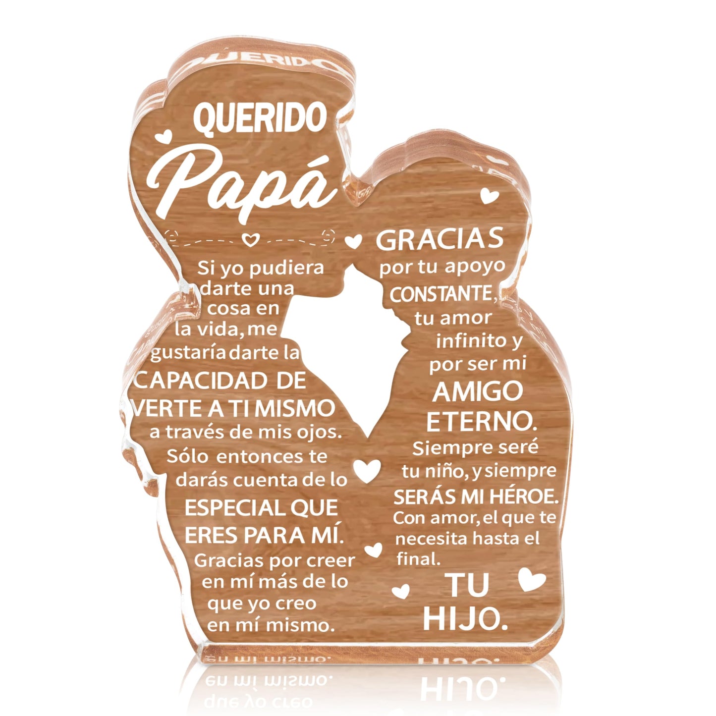 Yopyame Gift for Dad from Son - Spanish Papá Heartwarming Keepsake Father Son Embracing Acrylic Plaque Sign Best Dad Ever Gift Regalos Para Papá Office Desk Decor Father’s Day Birthday Christmas Gifts