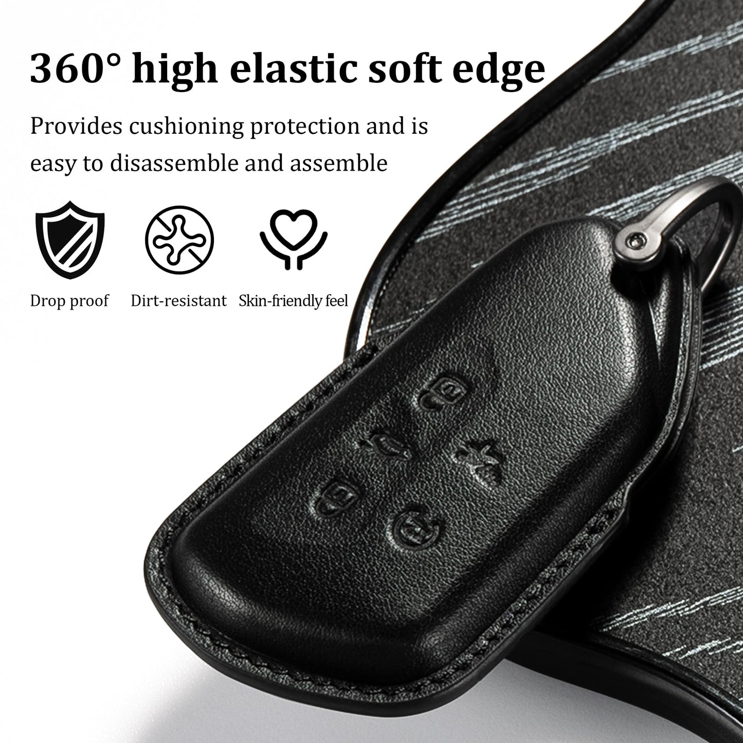 Smyfob for Volkswagen Atlas Key Fob Cover Leather car Key case 2026 2025 2024 VW Atlas Cross Sport Accessories 5 Button