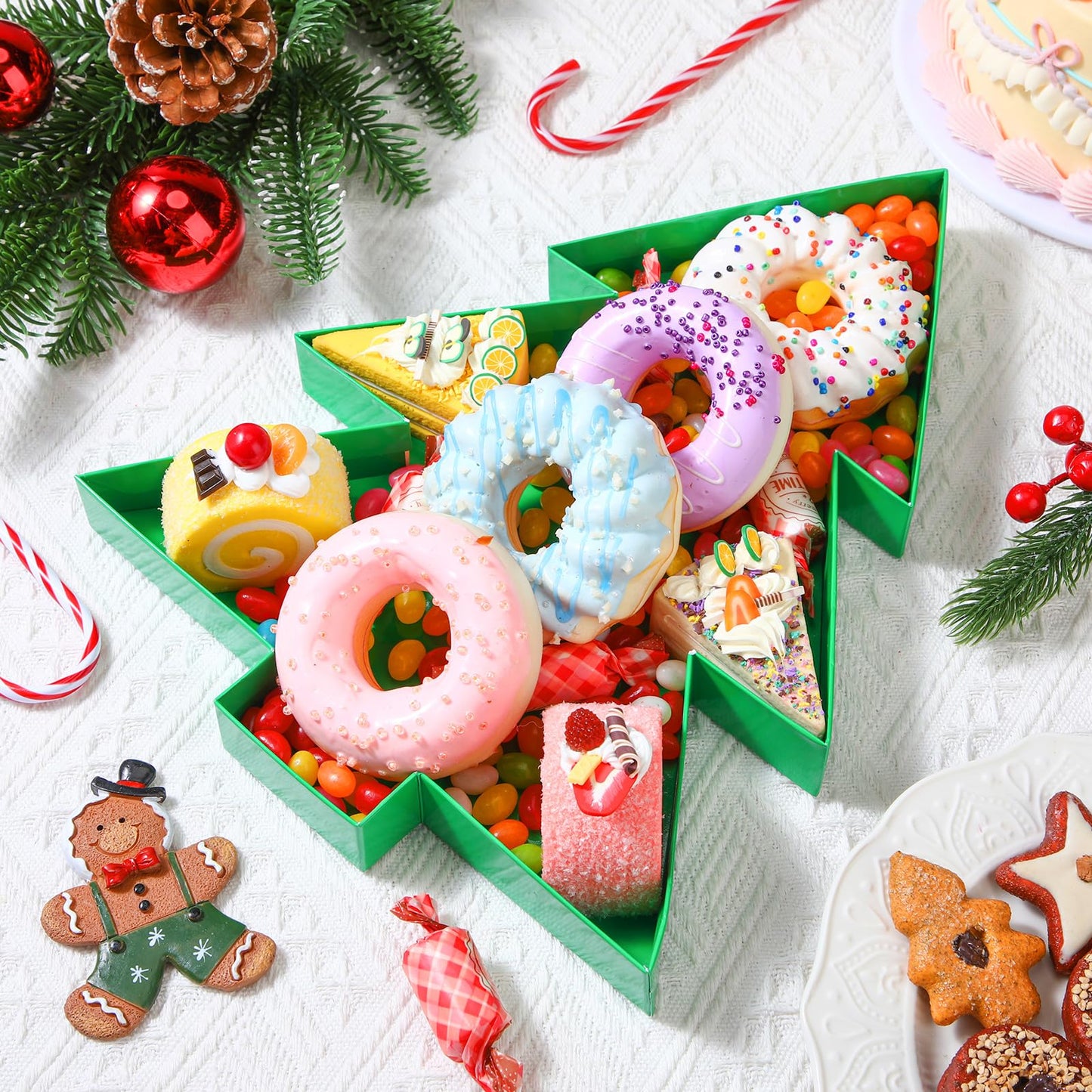 Dunzoom Large Christmas Cardboard Letter Charcuterie Box 12'' Fillable Tray Charcuterie Box for Christmas Party Decorations Chocolate Candy Cupcake Container(Christmas tree)