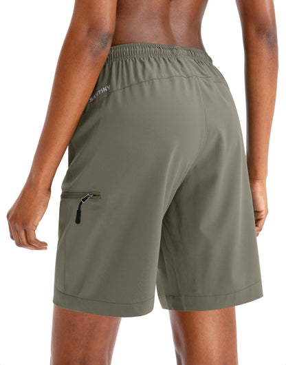 SANTINY Women's 5''/ 7''/9'' Hiking Cargo Shorts Quick Dry Lightweight Summer Shorts for Women Athletic Zipper Pockets(Grey Sage_3XL)