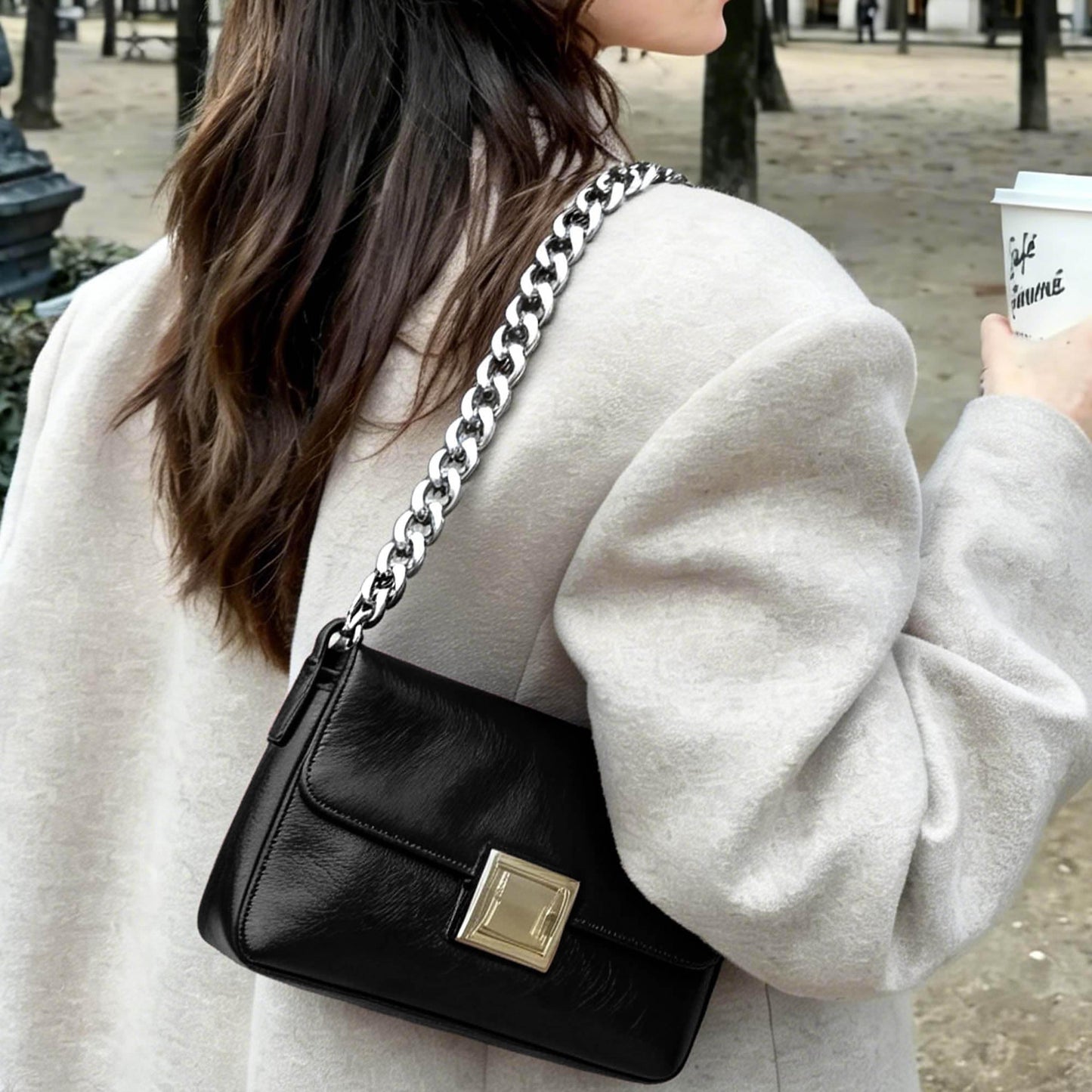 GEMIU Shoulder Bags for Women, Leather Bucket Crossbody Bag Trendy Chain Hobo Handbags Purses for Everyday Work