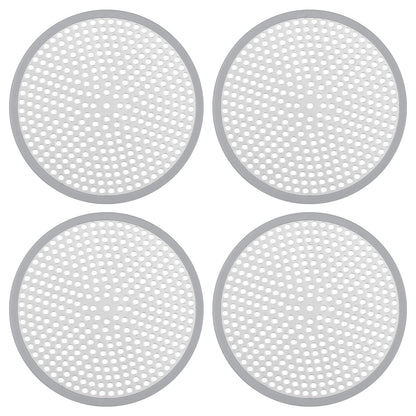 Ohtomber Shower Drain Hair Catcher - 2PCS 4.72” Shower Stall Sink Drain Cover Strainer, Stainless Steel Bathtub Hair Filter Trap Stopper, Bathroom Floor Screen Protector with Silicone Rim