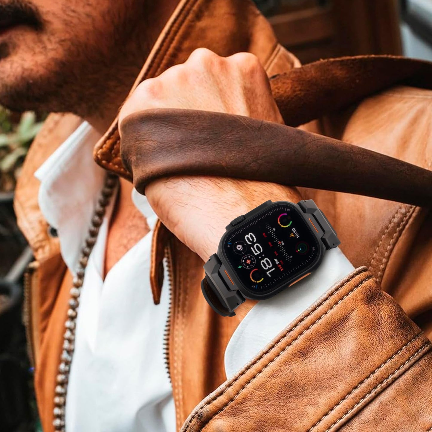 RIXENY 26mm Wide Leather Band for Apple Watch Ultra 49mm-42mm, Full-Grain Dutch Calfskin Leather Strap with Screw-Secured Connector for iWatch Ultra, for Leather Connoisseurs & Quality Buyers