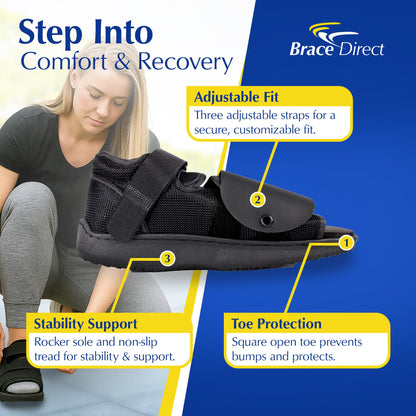 Brace Align Deluxe Post Op Shoe - Adjustable Medical Support for Broken Toes, Foot Injuries, Fractures, Bunions and Surgical Recovery L3260 - Size S (Men’s US 7.5-9 / Women’s US 8.5-10)