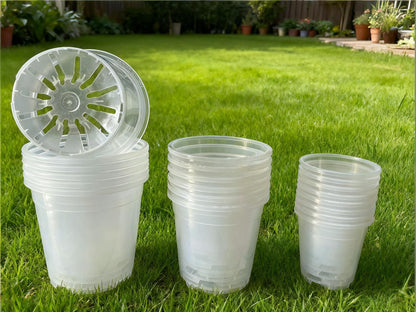 NABAOXUN 12 Pack 6.7/5/4.5 Inch Clear Plastic Pots for Plants，Thickened and Durable Nursery Pots for Plant，Plastic Plant Pot Seedling Planter Seed Starter Flower