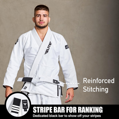 Elite Sports Adults Brazilian Jiu Jitsu Belts for Men & Women,Cotton IBJJF Approved BJJ Belts with Ranking Stripes Sleeve Bar