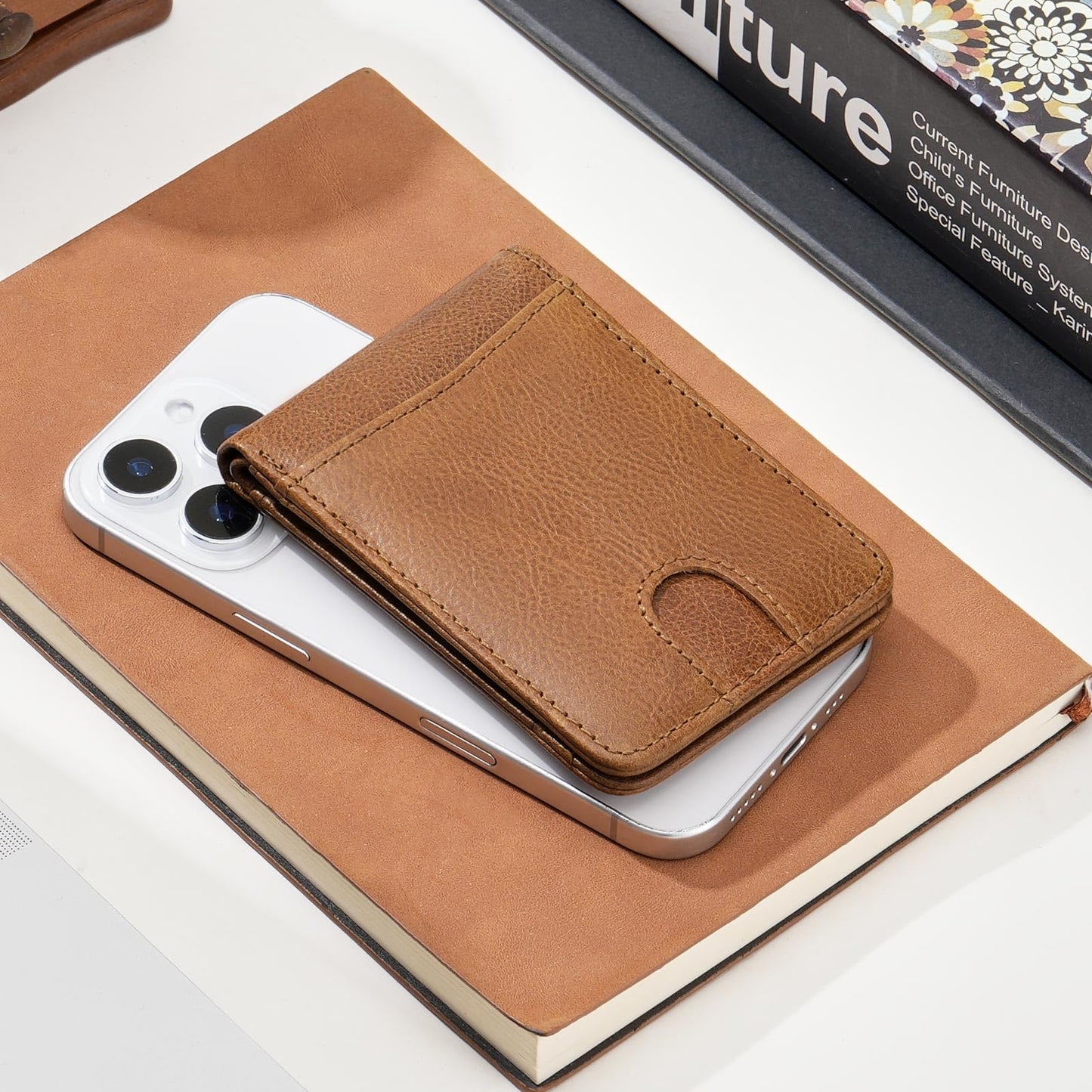 LOUEBICA Genuine Leather Wallet for Men RFID Blocking Bifold Slim Minimalist with Front Pocket Wallets Men Gift