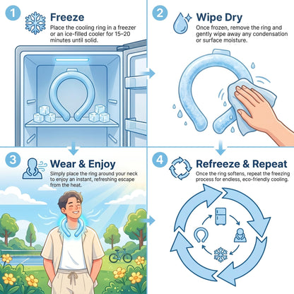 2PCS Neck Cooling Ring - Reusable Neck Coolers for Extremely Hot Weather, Instant Cooling Ice Neck Ring, Frozen Neck Wrap for Outdoor Work, Running, Hiking, Gardening - PCM Cooling Device (Blue, M)