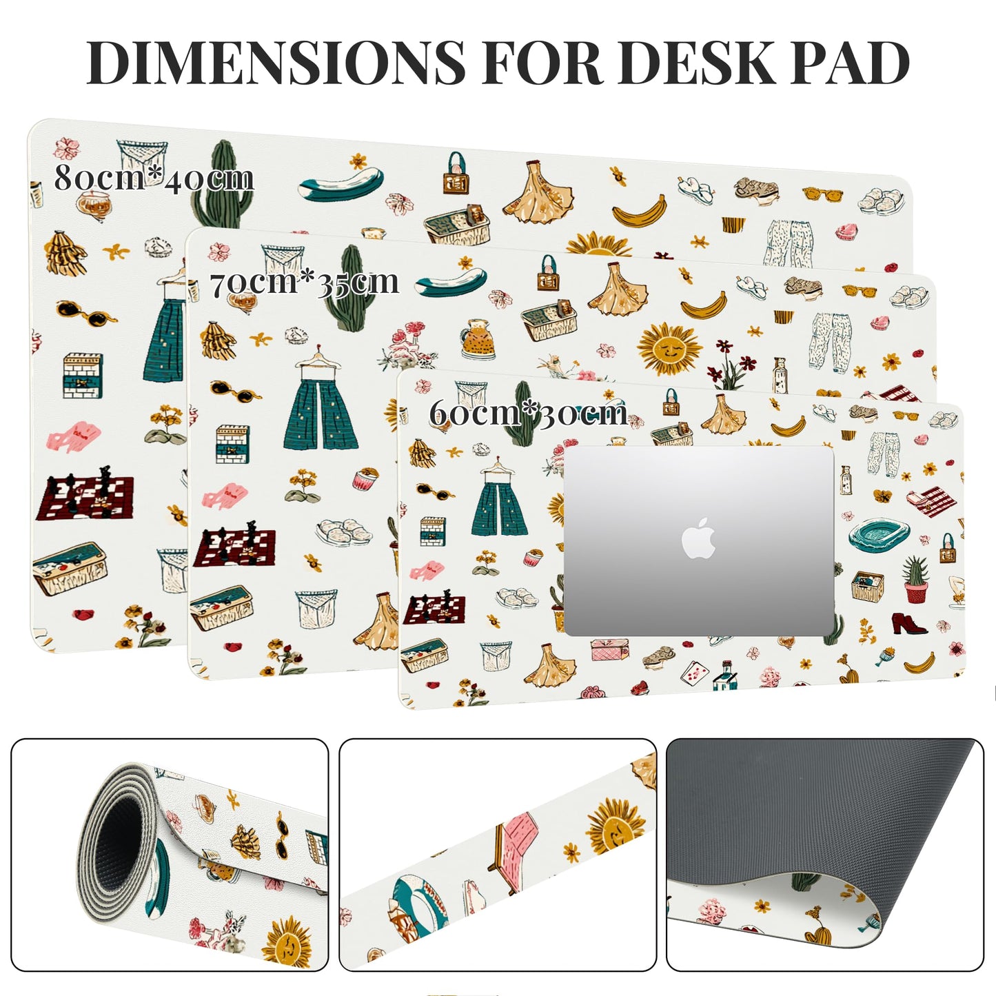 Idocolors Cow Girl Desk Mat, Cute Extended Gaming Keyboard Mouse Pad, Large Office Desk Cover Mat Pad Deskmat, Non-Slip Leather Home Office Desk Mat Protector 31.5"×15.7"