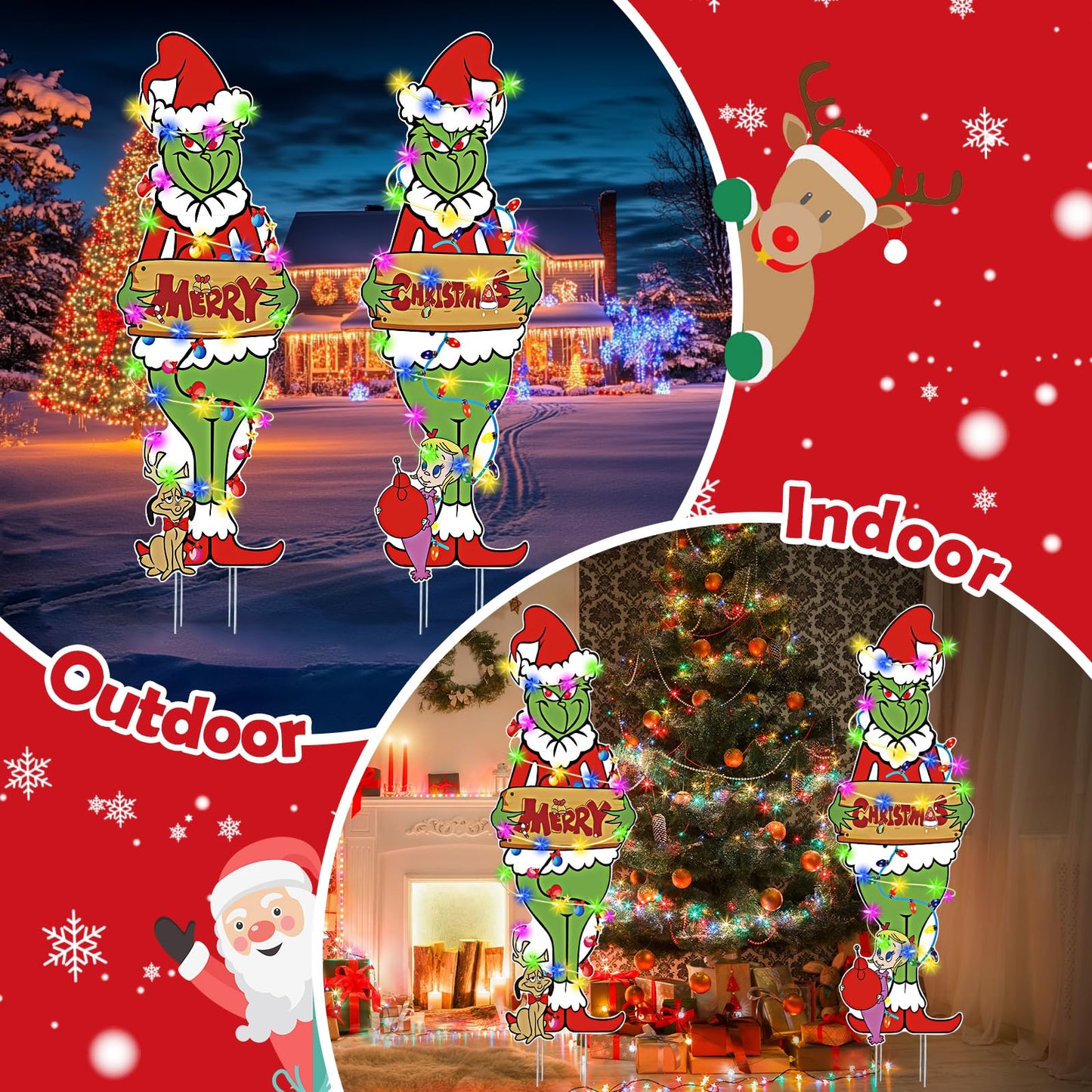 HEORIM 2 Pcs Large Christmas Outdoor Decorations with Metal Stakes Merry Christmas Yard Signs for Lawn, Garden Yard Decor