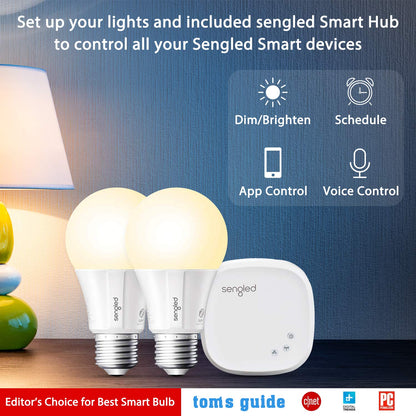 Sengled Smart Light Bulbs, Zigbee Hub Required, Works with Alexa and SmartThings, Voice Control with Google Home and Echo with built-in Hub, Soft White 60W Equivalent A19 Dimmable Smart Bulbs, 4-Pack