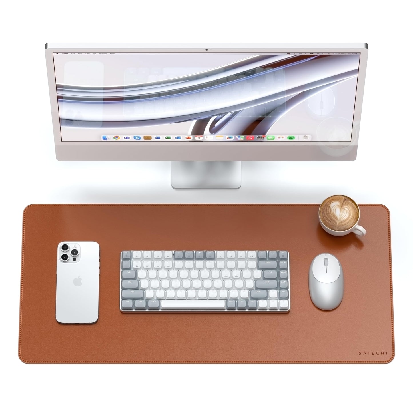 Satechi Vegan Leather Desk Mat, Large Mouse Pad Scratch and Water Resistant, Easy to Clean, Desk Pad for Office and Home, 26.8” x 12.4” x 0.1” - Brown