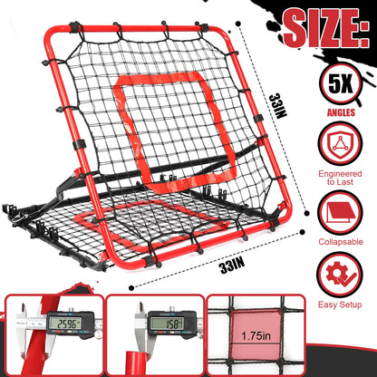 Storgem Baseball Softball Rebounder Net, Pitch Back Rebound Net,Soccer Rebound Net, Fielding Rebounder(Red-Black)