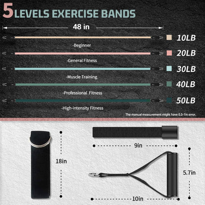 VEICK Resistance Bands, Exercise Bands for Working Out with Handles, Elastic Workout Bands for Men Women, Exercising Bands for Strength Training Equipment at Home Gym