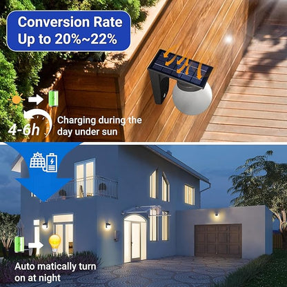 Solar Wall Lights Outdoor, 1 Pack, 3 Lighting Modes, IP65 Waterproof, Wireless Solar Powered LED Lights for Backyard, Garden, Fence, Patio, Front Door - Bright & Durable Outdoor Lighting