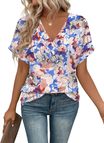 T Shirts Short Sleeve V Neck Tees Womens Tops Beach Vacation Fashion Clothes 2025 Casual Summer Spring Fall Outfits