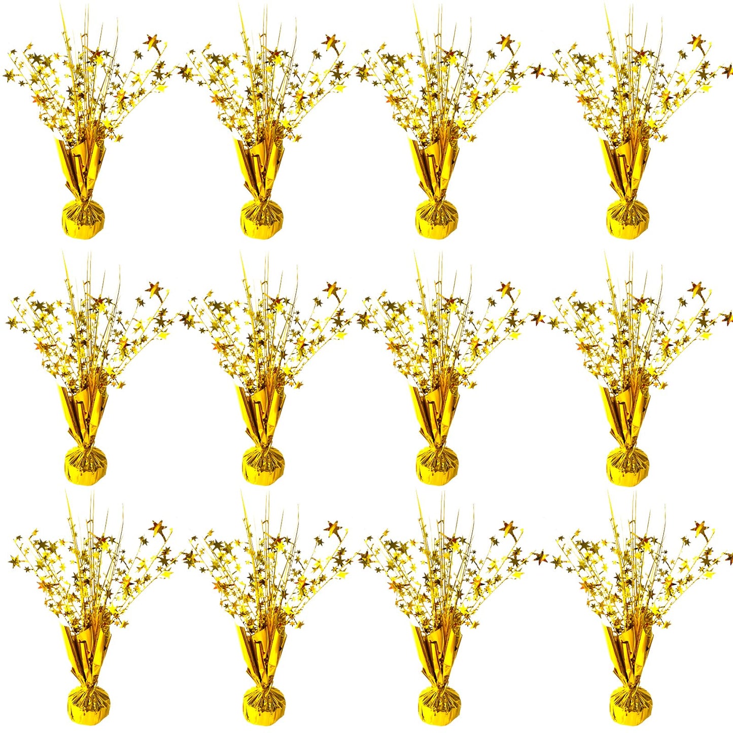FUBININA 12 Pack Metallic Foil Spray Centerpiece Star Table Decoration Burst Table Centerpieces for Birthday New Years Nye Wedding Anniversary Graduation Holiday Party Supplies Decor, Gold