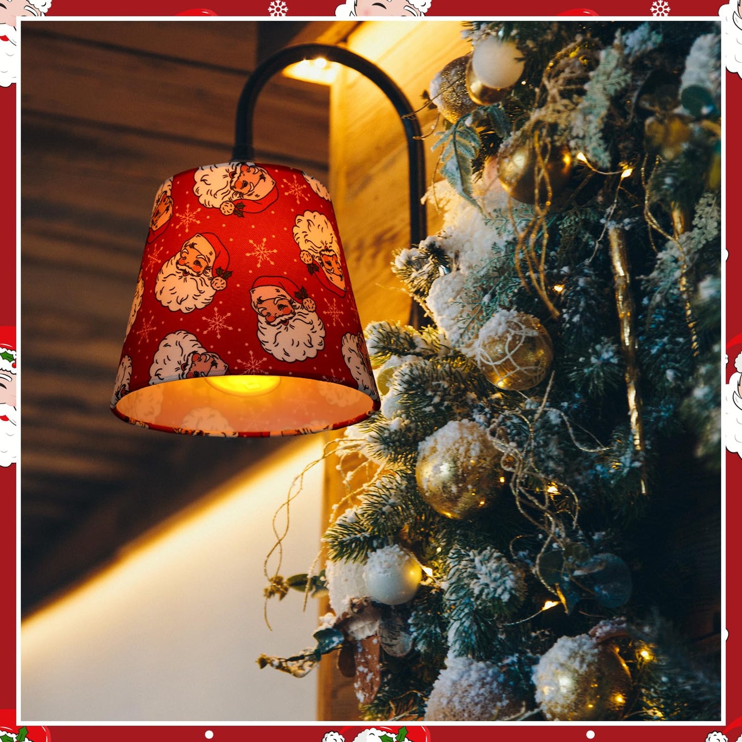 Baquler 6 Pcs Christmas Lamp Shades Set 5.91"w x 5.12"h Hardback Chandelier Shade Santa Little Droplight Shades Wall Lights Chandelier Lights Shade Gift Holiday Decor Supply