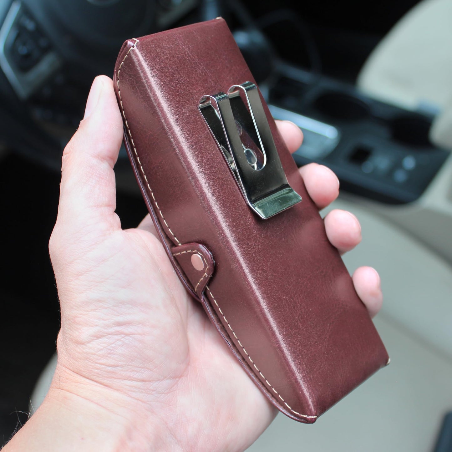 Orsus PU Leather Hard Eyeglass Case with Belt Clip, Felt Lining Glasses Case, Belt Waist Case for Sunglasses Reading Glasses F5015BR
