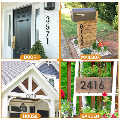 FumWens 6 Inch Floating House Numbers for Outside, Metal Address Numbers for Outdoor, Anti-Rust Modern House Numbers with Nail Kits for Front Door Garden Mailbox, Zinc Alloy Black, 911 Visibility Signage (Black 01)