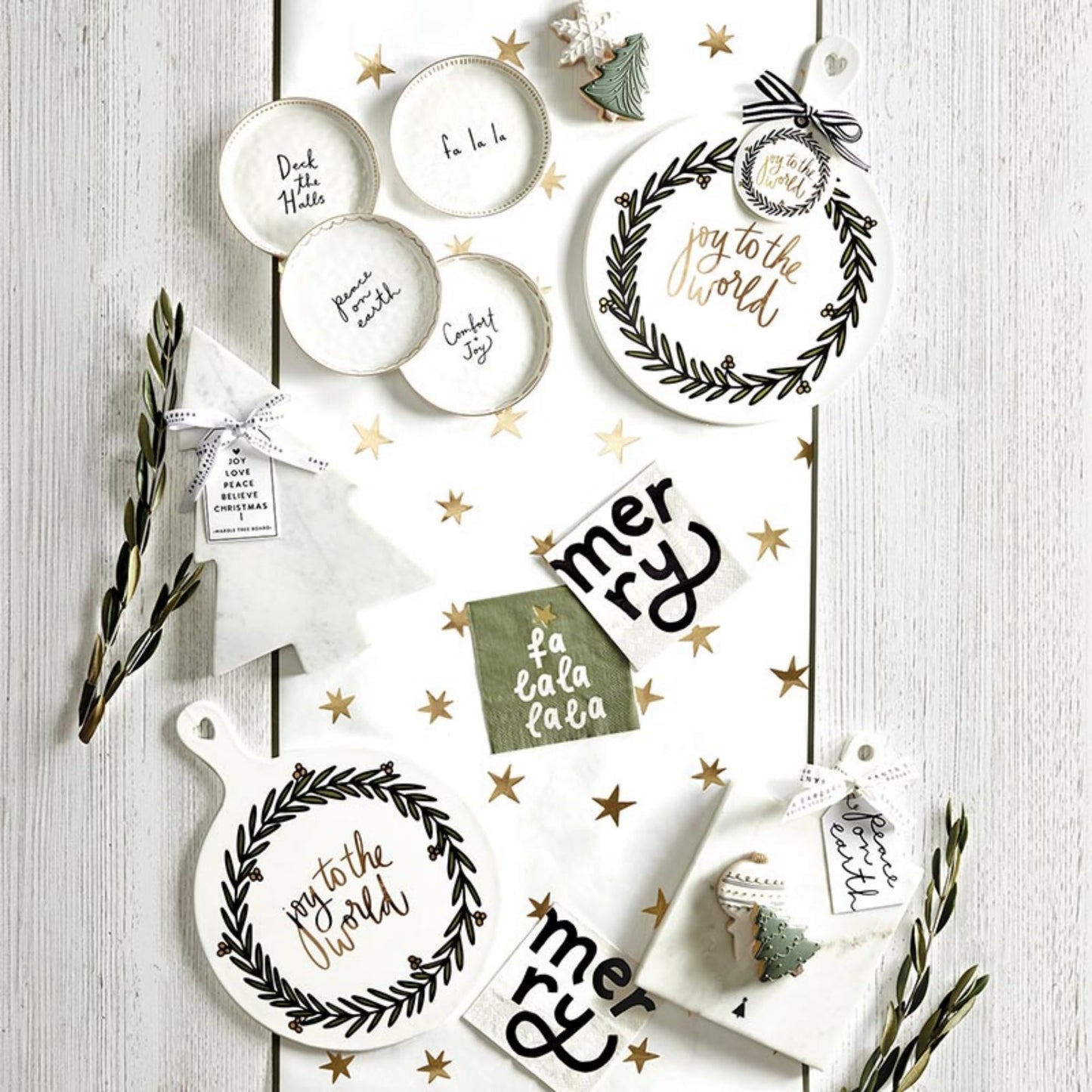Santa Barbara Design Studio Cheese Plate - Ceramic Christmas Snack Dessert Tray, 13" x 10", Joy To The World