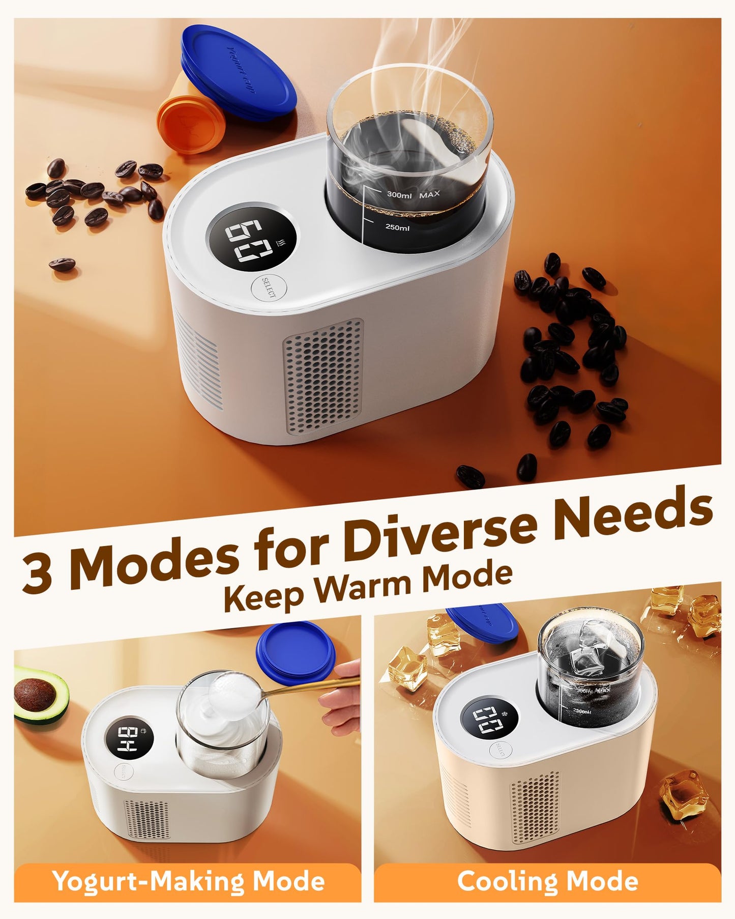 WISFISSH Coffee Cup Warmer,Mini Refrigerator for Wine Chiller,3-In-1 Cup Warmerfor Desk(Cooling, Heating, and Fermentation), Coffee Warmer, Suitable for Bedroom, Study, Office, etc.