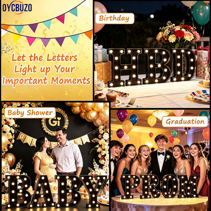 OYCBUZO Light Up Black Alphabet Marquee Letters Sign LED Marquee Number Lights Sign for Night Light Home Bar Christmas Lamp Birthday Party Wedding Decoration &