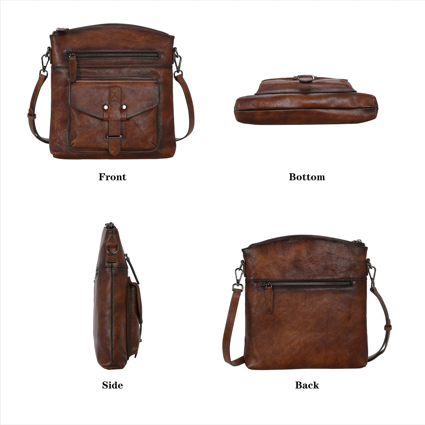 HESHE Crossbody Bags Leather Purse Vintage Shoulder Hangbags Satchel Bag with Multi Pockets Hobo Crossbody Purses(Coffee)