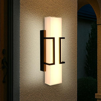 Hyunbae LED Wall Sconce Lights, 16" Modern Outdoor Light Fixture Wall Mount, Waterproof Porch Lamp for Outside, 3000K LED Exterior Lighting with Clear Glass for House Patio Front Porch Garage Entryway