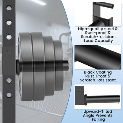 EVERYMATE Power Rack & Squat Rack Attachments Olympic Weight Plate Holder – Fits 3x3 Inch Tubes, 1" Hole – Bumper Plate Storage（4 pack）