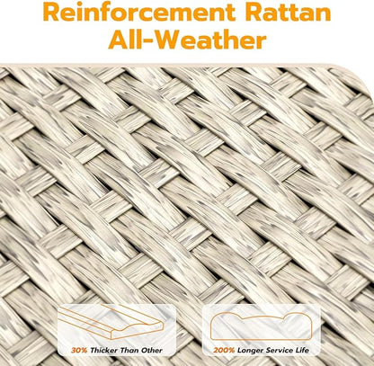 UDPATIO Patio Furniture Set with Fire Pit Table, 8 Pieces Outdoor Sectional Sofa, PE Wicker Patio Conversation Set for Garden, Backyard Blue