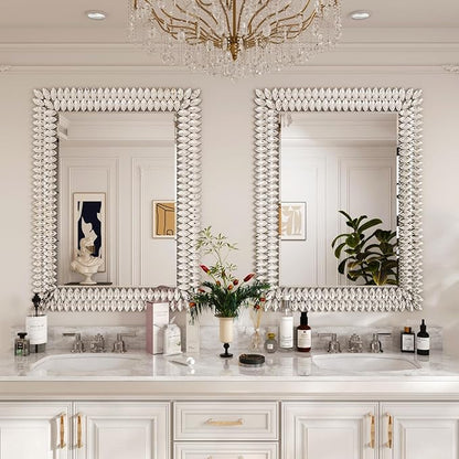 Kelly Miller 30"x40" Jeweled Bathroom Wall Mirror, Large Rectangle Mirror Decorative Mirror Luxury Vanity Mirror with Diamonds for Master Bath Half Bath Living Room Bedroom Fireplace Mantle Entryway