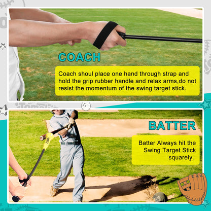Tomaki Hitting Stick Batting Swing Trainer, Batting Practice Equipment for Baseball and Softball, Ideal One-on-One Coaching Tool for Baseball 54'' (Baseball Swing Trainer)
