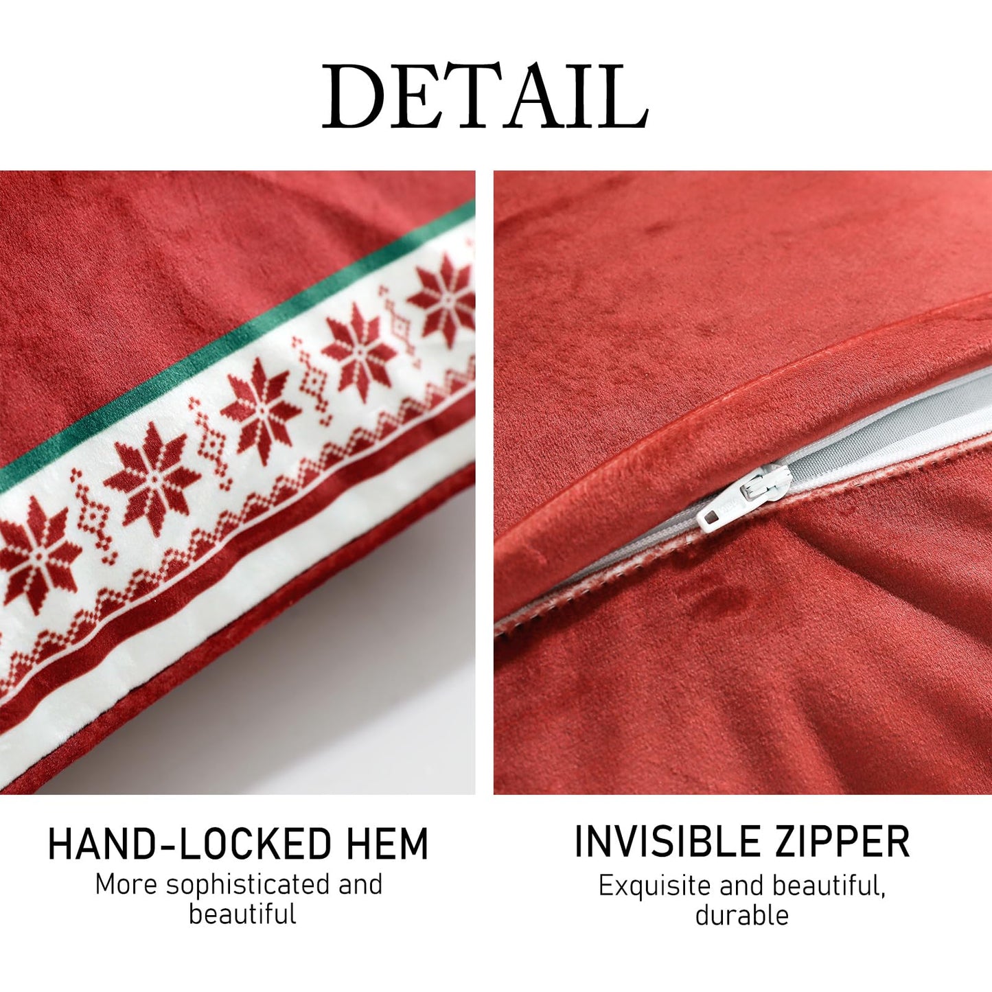 ISAENNE French Chrismas Velvet Throw Pillow Cover,Set of 2,18"x18"-Carol D